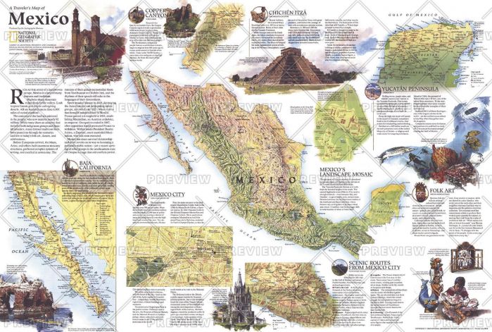 Travelers Map of Mexico - Published 1994 Map
