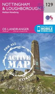 OS Landranger Active - 129 - Nottingham & Loughborough, Melton Mowbray