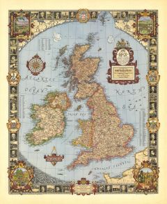 A Modern Pilgrim's Map of the British Isles - Published 1937 Map