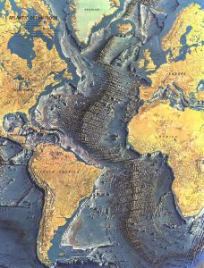 Atlantic Ocean Floor  -  Published 1968 Map