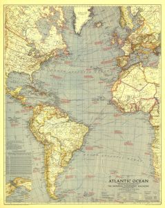 Atlantic Ocean  -  Published 1939 Map