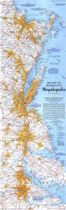Boston To Washington Megalopolis  -  Published 1994 Map