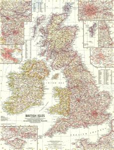 British Isles  -  Published 1958 Map
