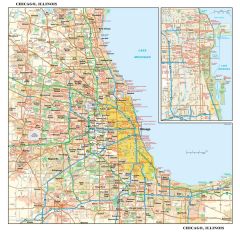 Chicago, Illinois Wall Map