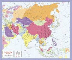 Colour blind friendly Political Wall Map of Asia Map