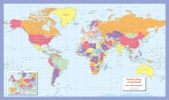 Colour blind friendly Political Wall Map of the World Map