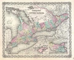 Colton Map of Upper Canada or Ontario (1855) Map
