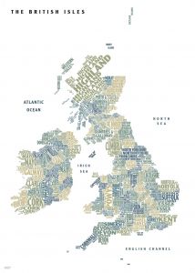 Graphic Map UK - counties, white background Map