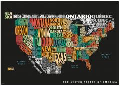 Graphic Map USA - colours, black background Map