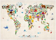 Kids Animal Map of the World Map