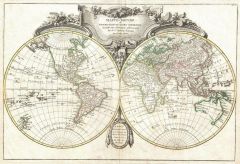 Lattre and Janvier Map of the World on a Hemisphere Projection (1775) Map