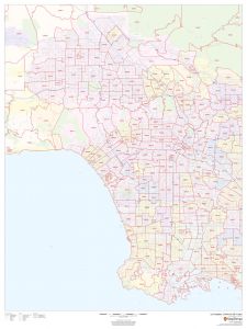 Los Angeles, California ZIP Codes Map