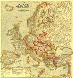 Map of Europe Showing the Countries Established by the Peace Conference of Paris - Published 1921 Map