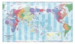 Pacific Centred Time Zone Wall Map of the World - Large Map