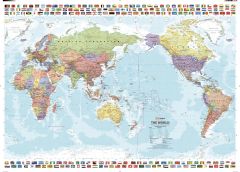 Pacific Centred World & Flags Map
