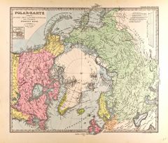 Polar Map in German - Gotha Justus Perthes 1872 Atlas Map