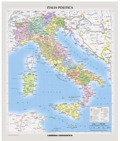 Political Italy Wall Map - Italian Map