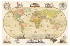 Political World Wall Map - Antique Style - Italian Map