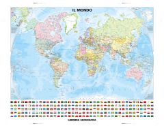 Political World Wall Map - Country Flags - Classic Style - Italian Map