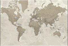 Political World Wall Map - Silver-tones - Extra Large Map