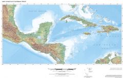 Regional Relief - Central America & Caribbean Map