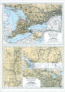 Telephones Ontario, Quebec, Western Canada and Yukon (1906) Map