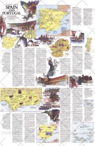 Travelers Map of Spain and Portugal Theme - Published 1984 Map