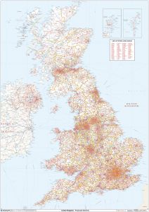 UK White Background Postcode District Wall (D11) Map