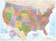 USA Wall Map - State Map with Relief Map
