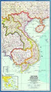 Vietnam, Cambodia, Laos and Eastern Thailand  -  Published 1965 Map