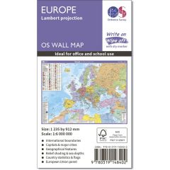 OS Wall Map - Lambert Projection Map Of Europe
