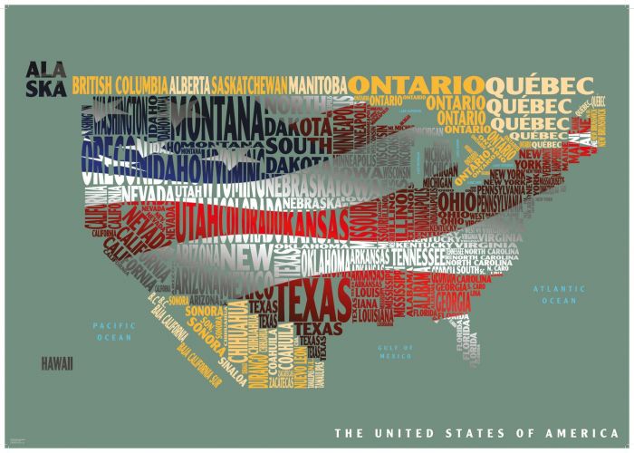 Graphic Map USA - flag Map