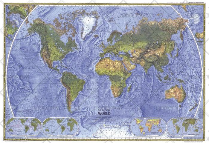 Physical World  -  Published 1975 Map