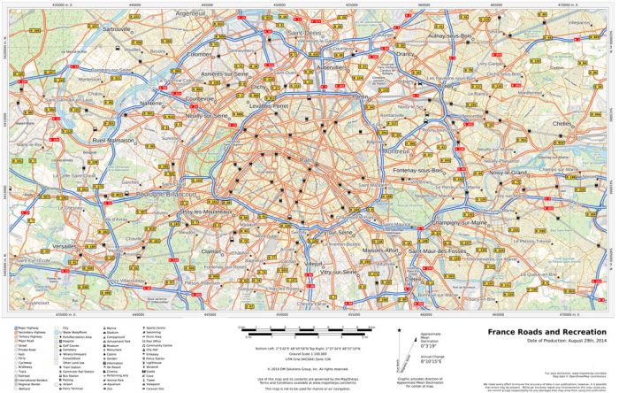 France Roads and Recreation Map