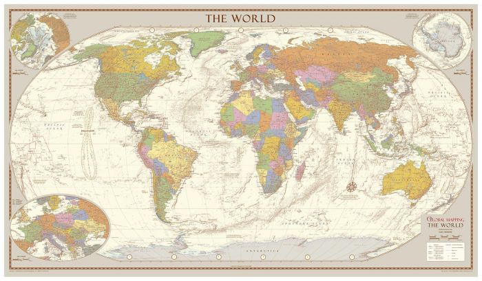 Antique Style World Map - Medium Map