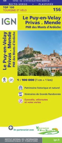 IGN Top 100 - Le-Puy-en-Velay / Privas / Mende PNR Monts Ardeche