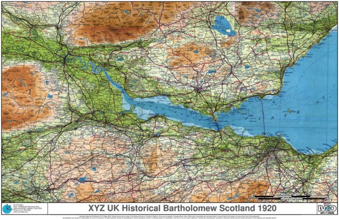 XYZ UK Historical Bartholomew Scotland 1920 Map