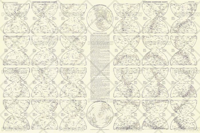 Heavens Star Chart - Published 1957 Map