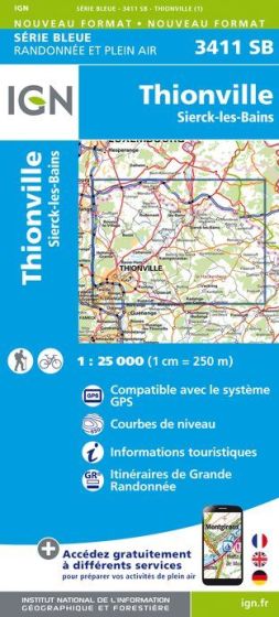 IGN Top 25 - Serie Bleu - Thionville / Sierck-les-Bains 3411