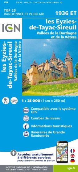 IGN Top 25 - Les Eyzies-de-Tayac-Sireuil/Vallées Dordogne&Vézère