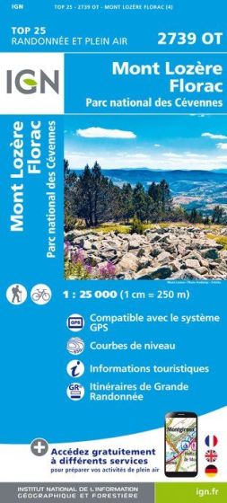 IGN Top 25 - Mont Lozère / Florac PNR des Cévennes