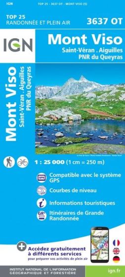 IGN Top 25 - Mont Viso / St-Véran / Aiguilles / PNR du Queyras