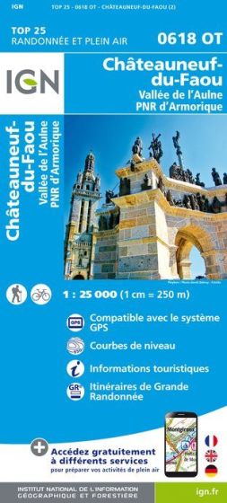 IGN Top 25 - Châteauneuf-du-Faou/ Vallée l'Aulne /PNR Armorique