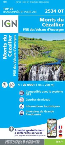 IGN Top 25 - Monts du Cézallier PNR des Volcans d'Auvergne