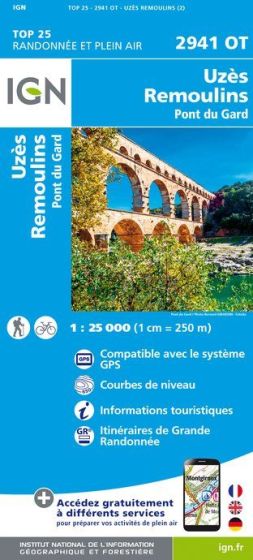 IGN Top 25 - Uzès / Remoulins / Pont du Gard