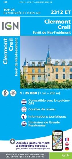 IGN Top 25 - Clermont / Creil / Forêt de Hez-Froidmont