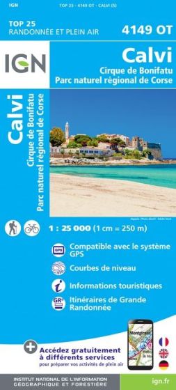 IGN Top 25 - Calvi / Cirque de  Bonifatu / PNR de Corse