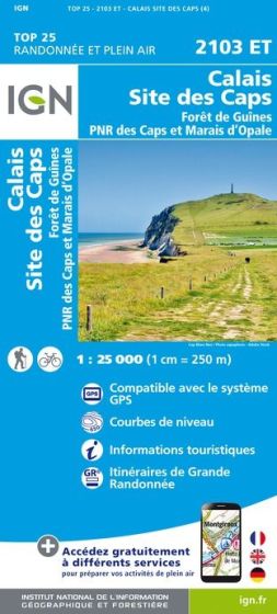IGN Top 25 - Calais Site des Caps / Forêt de Guînes PNR