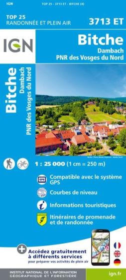 IGN Top 25 - Bitche / Dambach / PNR des Vosges du Nord