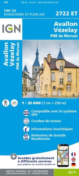IGN Top 25 - Avallon / Vézelay / PNR du Morvan
